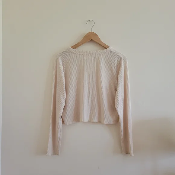OAK + FORT Cream Ribbed Cardigan - Picture 2 of 4
